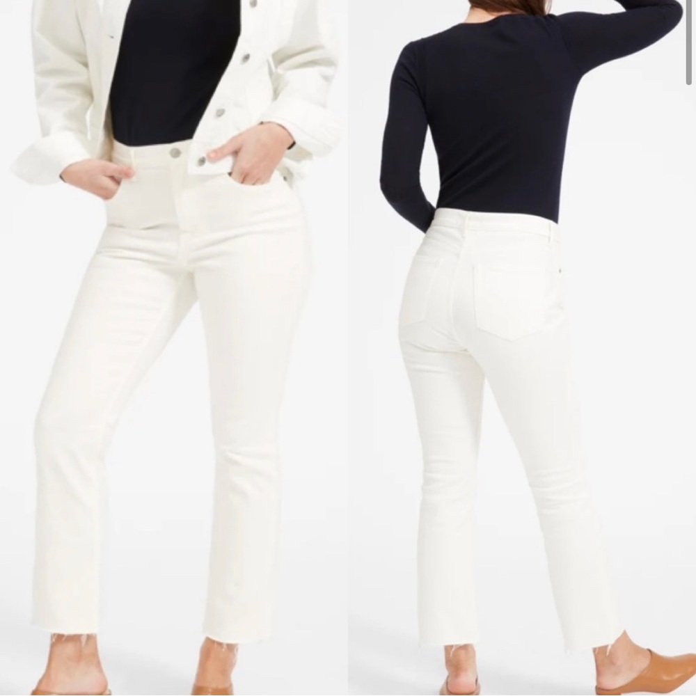 Everlane High Rise Ankle Raw Hem White Denim Jeans Size 26